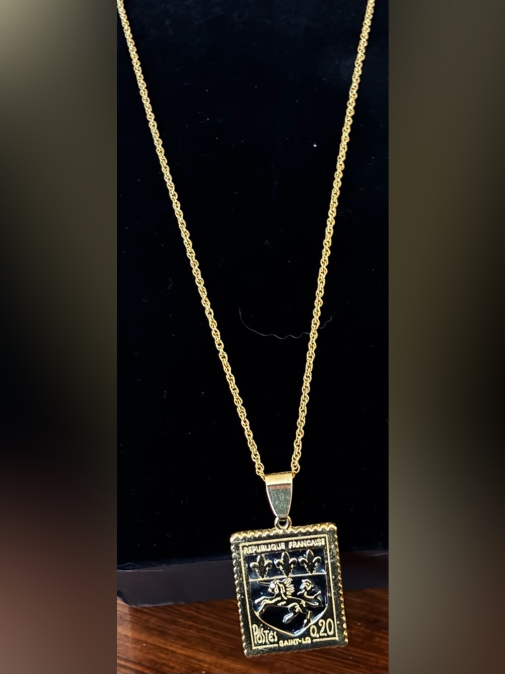 Vintage Joan Rivers "French Postage Stamp" Enamel Necklace